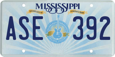 MS license plate ASE392