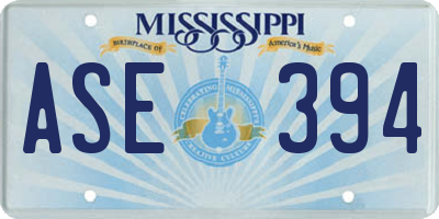 MS license plate ASE394
