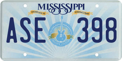 MS license plate ASE398