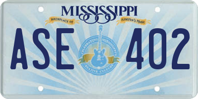 MS license plate ASE402