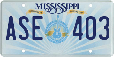 MS license plate ASE403