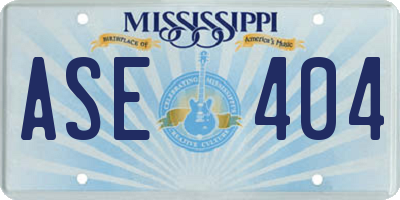 MS license plate ASE404