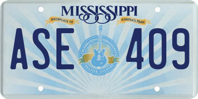 MS license plate ASE409