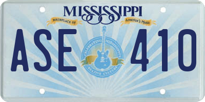 MS license plate ASE410