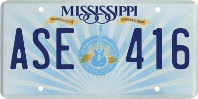 MS license plate ASE416