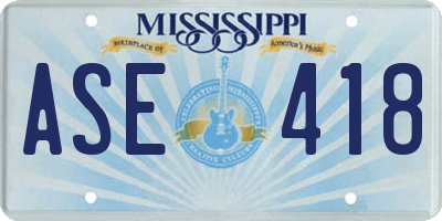 MS license plate ASE418