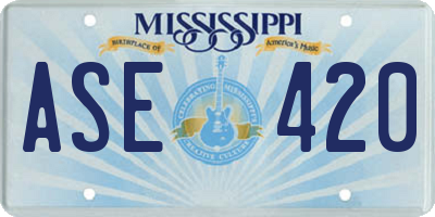 MS license plate ASE420
