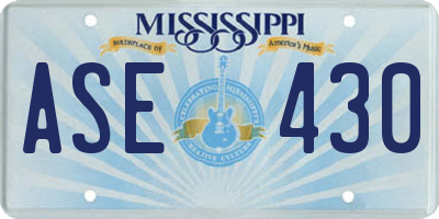 MS license plate ASE430