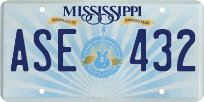 MS license plate ASE432