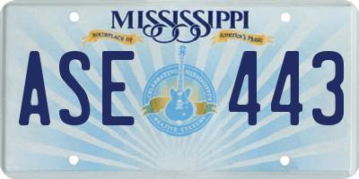 MS license plate ASE443