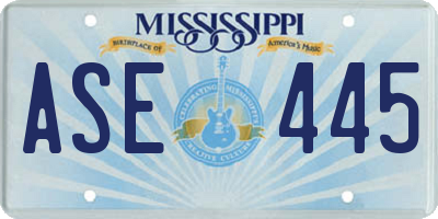 MS license plate ASE445