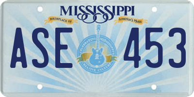 MS license plate ASE453