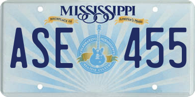 MS license plate ASE455