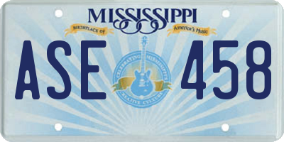 MS license plate ASE458