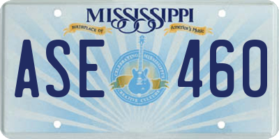 MS license plate ASE460
