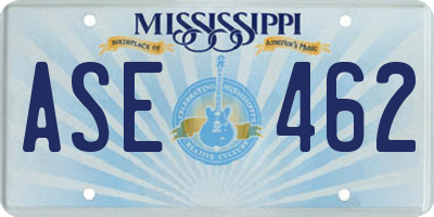 MS license plate ASE462