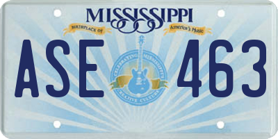 MS license plate ASE463