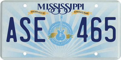 MS license plate ASE465