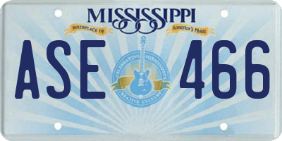 MS license plate ASE466