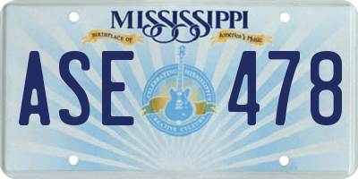 MS license plate ASE478