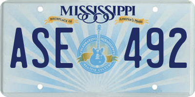 MS license plate ASE492