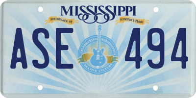 MS license plate ASE494