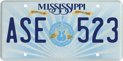 MS license plate ASE523