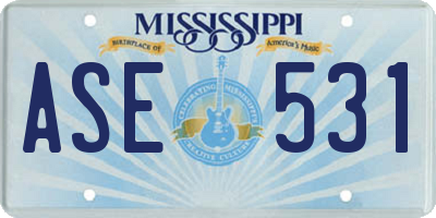 MS license plate ASE531