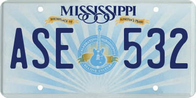 MS license plate ASE532