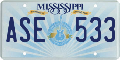 MS license plate ASE533