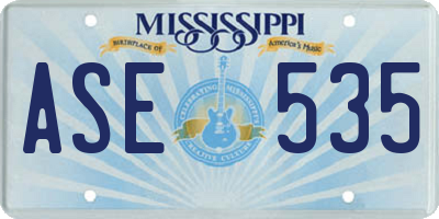 MS license plate ASE535