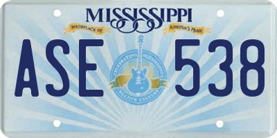MS license plate ASE538