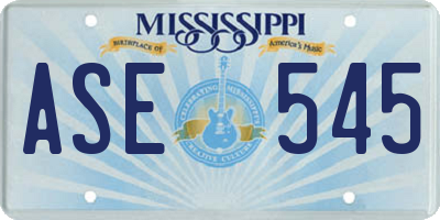 MS license plate ASE545