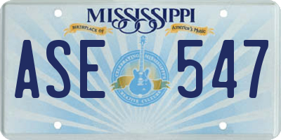 MS license plate ASE547