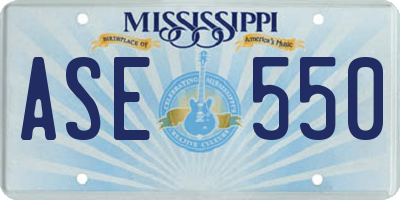 MS license plate ASE550