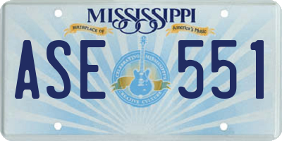 MS license plate ASE551