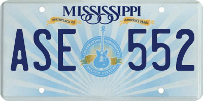 MS license plate ASE552