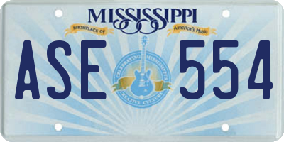 MS license plate ASE554