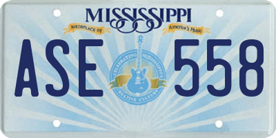 MS license plate ASE558