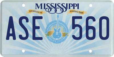 MS license plate ASE560