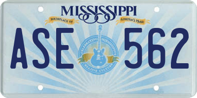 MS license plate ASE562