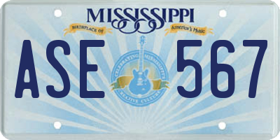 MS license plate ASE567