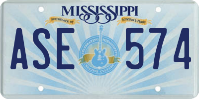 MS license plate ASE574