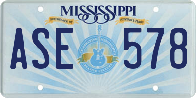 MS license plate ASE578