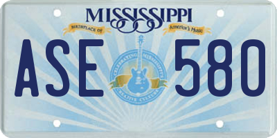MS license plate ASE580