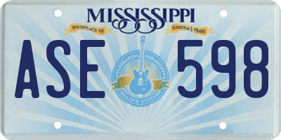 MS license plate ASE598