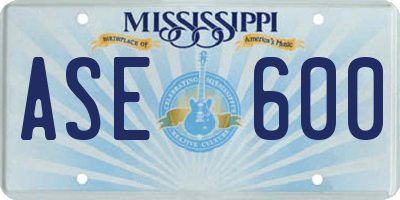 MS license plate ASE600