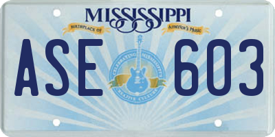 MS license plate ASE603