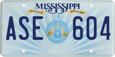 MS license plate ASE604