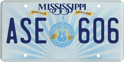 MS license plate ASE606